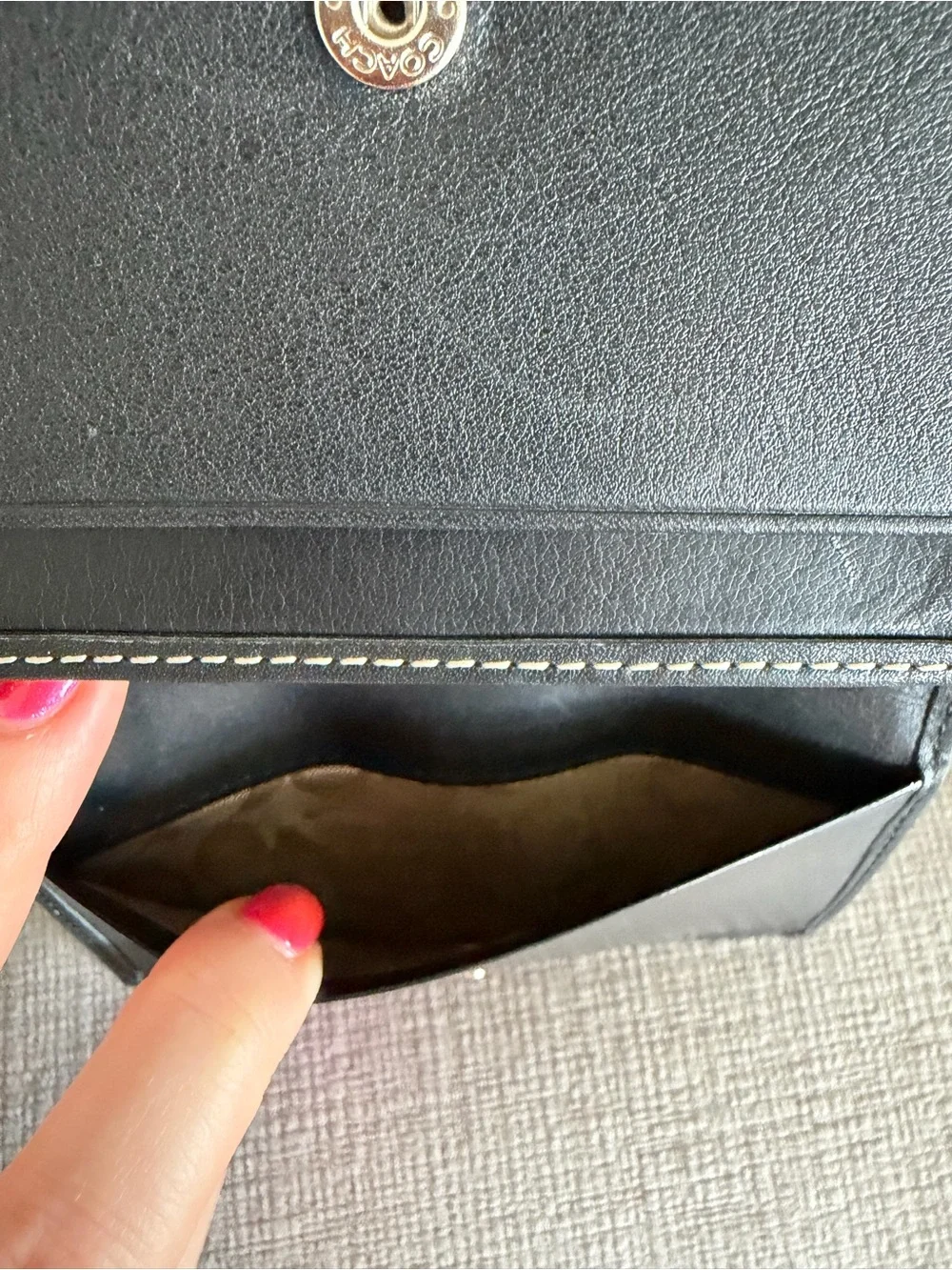 Coach Vintage Black Legacy Leather with White Contrast Stitching Wallet
